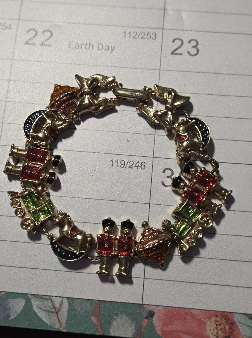 Avon Gold-Tone Multicolor Crystal Charm Bracelet